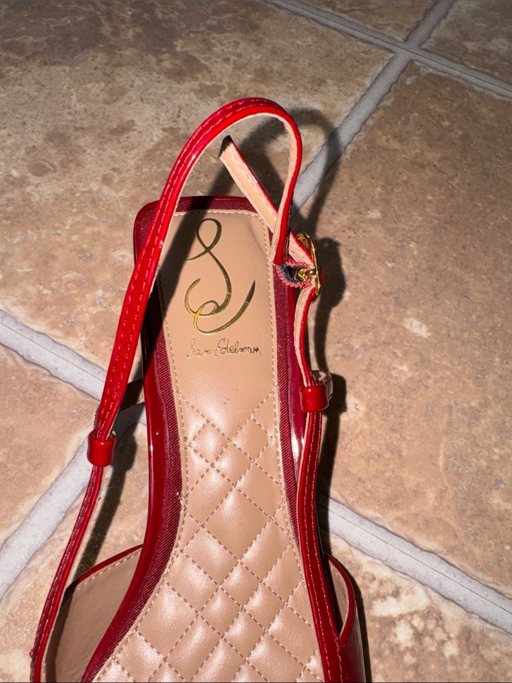 Sale 💃🏼 Sam Edelman Toni Slingback Kitten Heels Shoes Women’s Size 9.5 Red Color - Picture 11 of 17